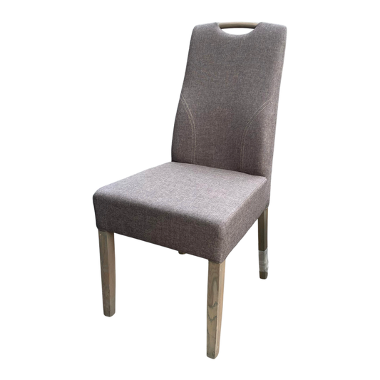 Grey Textile Chair with Wooden Legs (displayed)