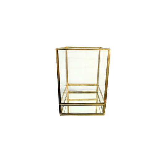 Festive Clear and Gold Vase/Box with Mirror-M