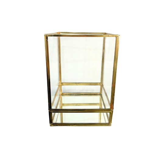 Festive Clear and Gold Vase/Box with Mirror – L