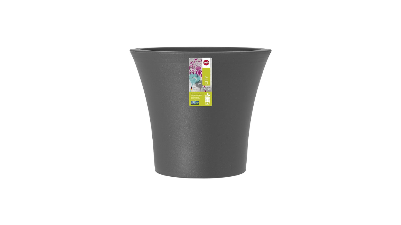 Emsa 514325 Balcony Flower Pot, Self-Watering System, 4 Liter, Granite – 25 CM