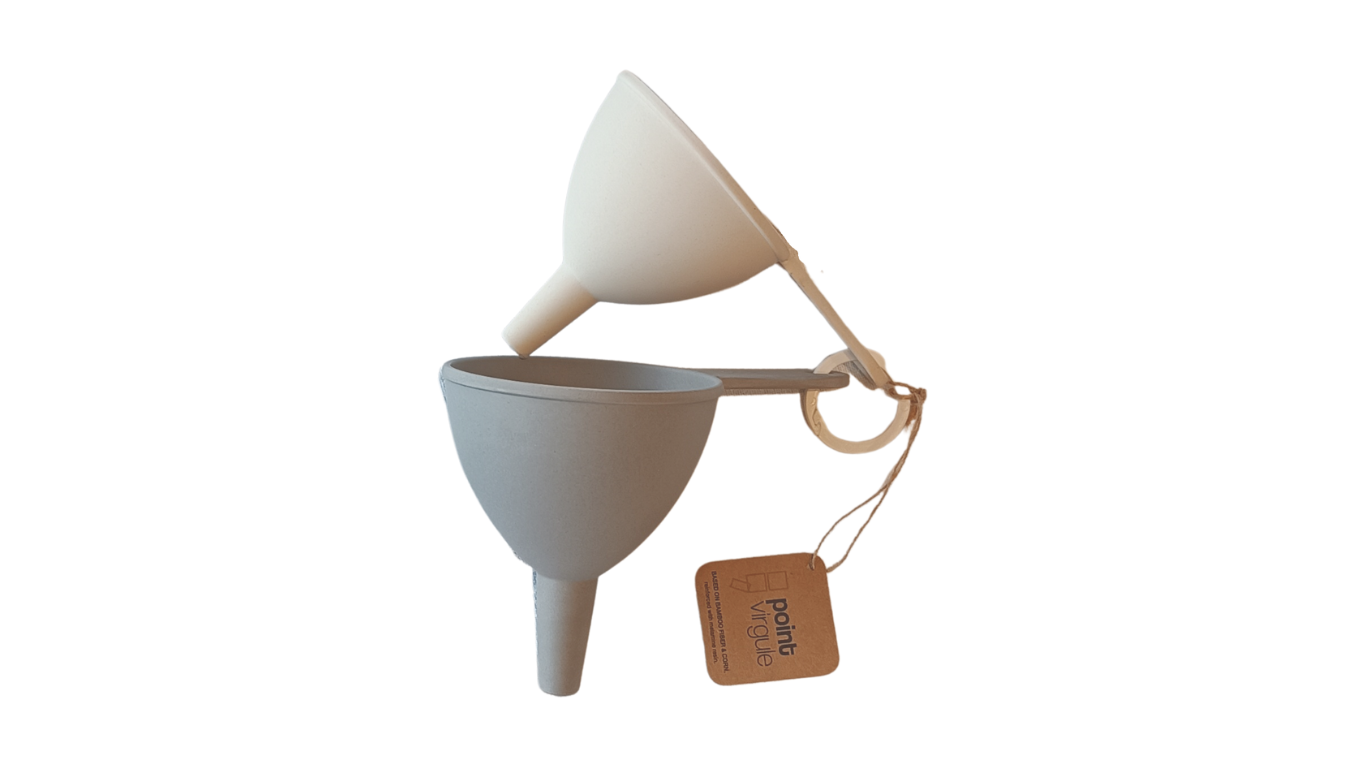 Point-Virgule-Bamboo Fiber Set of 2 Funnels Cement Grey & Off-White