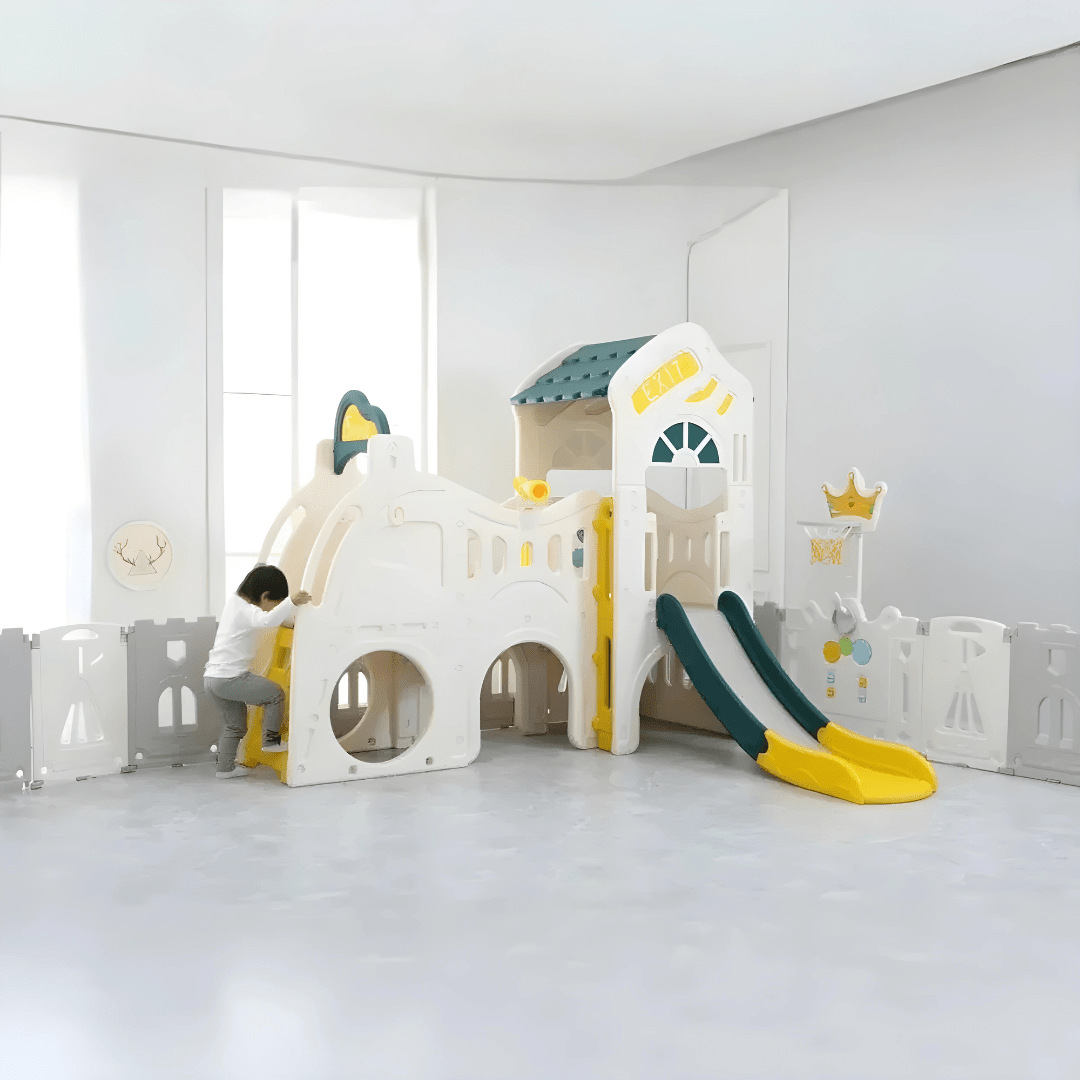 Double Slide With One Swing Playhouse Set