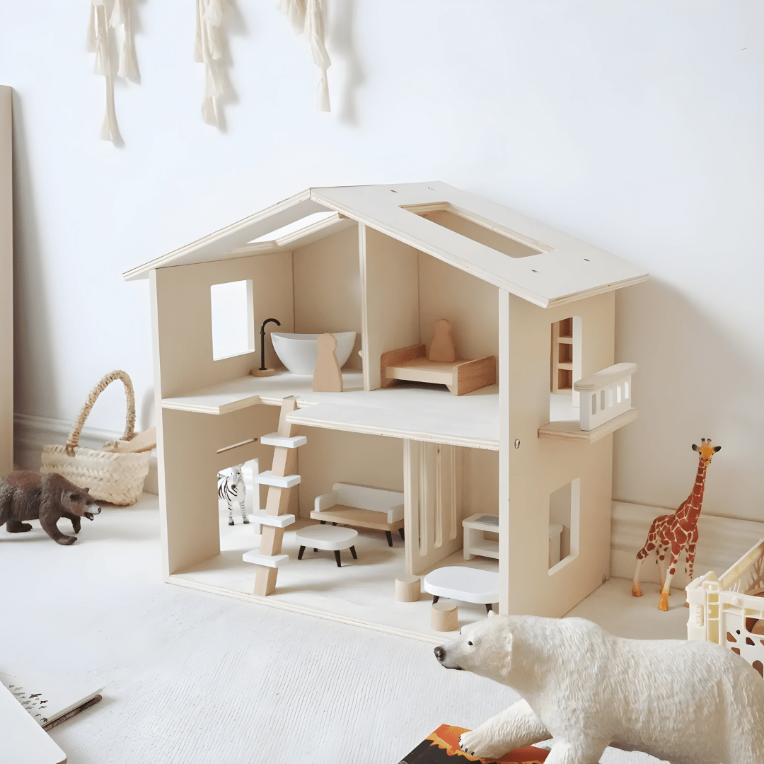 Furnished Wooden Dollhouse 3 Years +