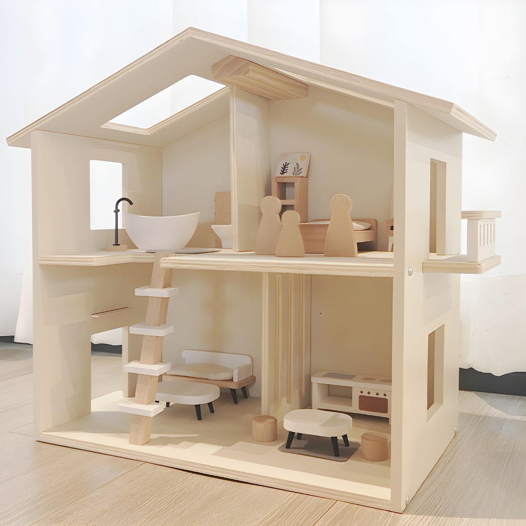 Furnished Wooden Dollhouse 3 Years +