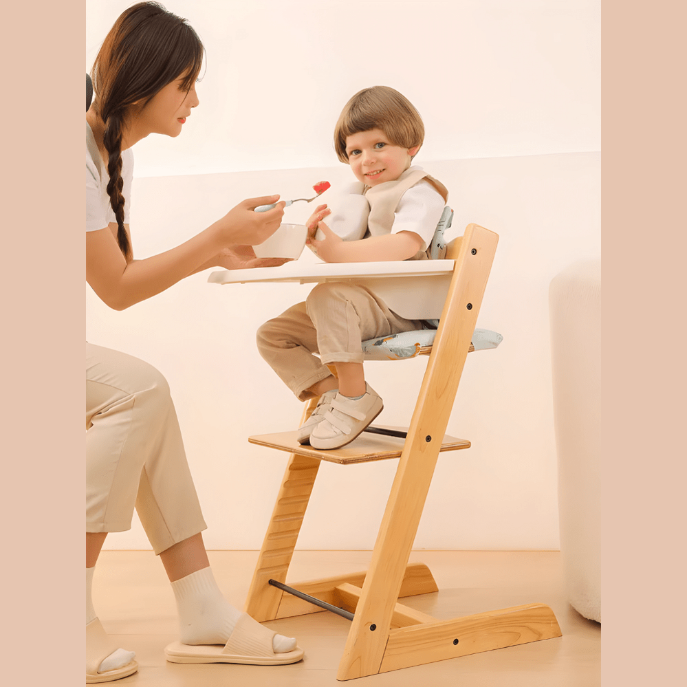 Beech Wood Adjustable Baby High Chair With Full Accessories