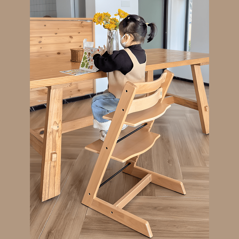 Beech Wood Adjustable Baby High Chair With Full Accessories