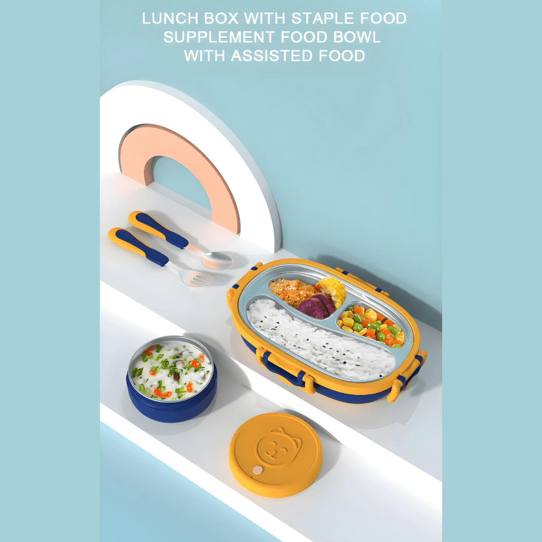 Little Cat 3-Compartment Stainless Steel Feeding Set