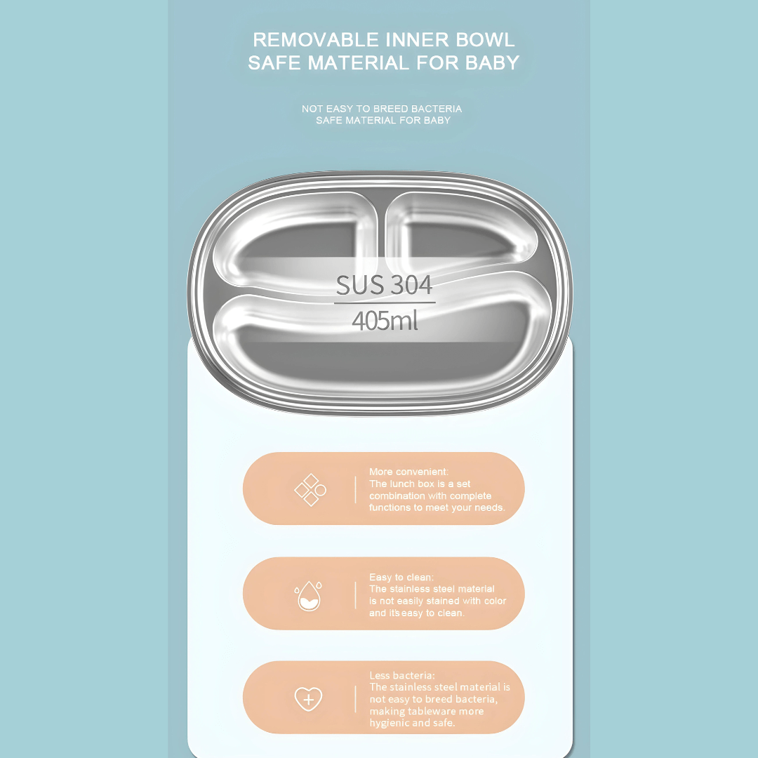Little Cat 3-Compartment Stainless Steel Feeding Set