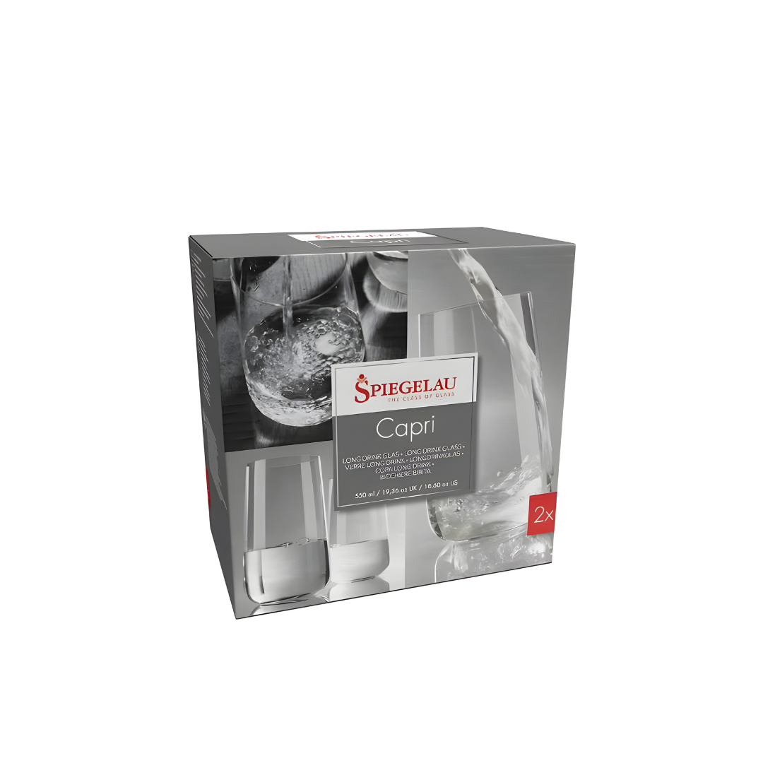 SPIEGELAU Capri Long Drink Glass – Set of 2 | 550 ml Crystal Tumbler