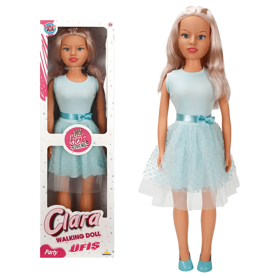 Clara Party Walking Doll 80cm – Pink or Blue Dress Options