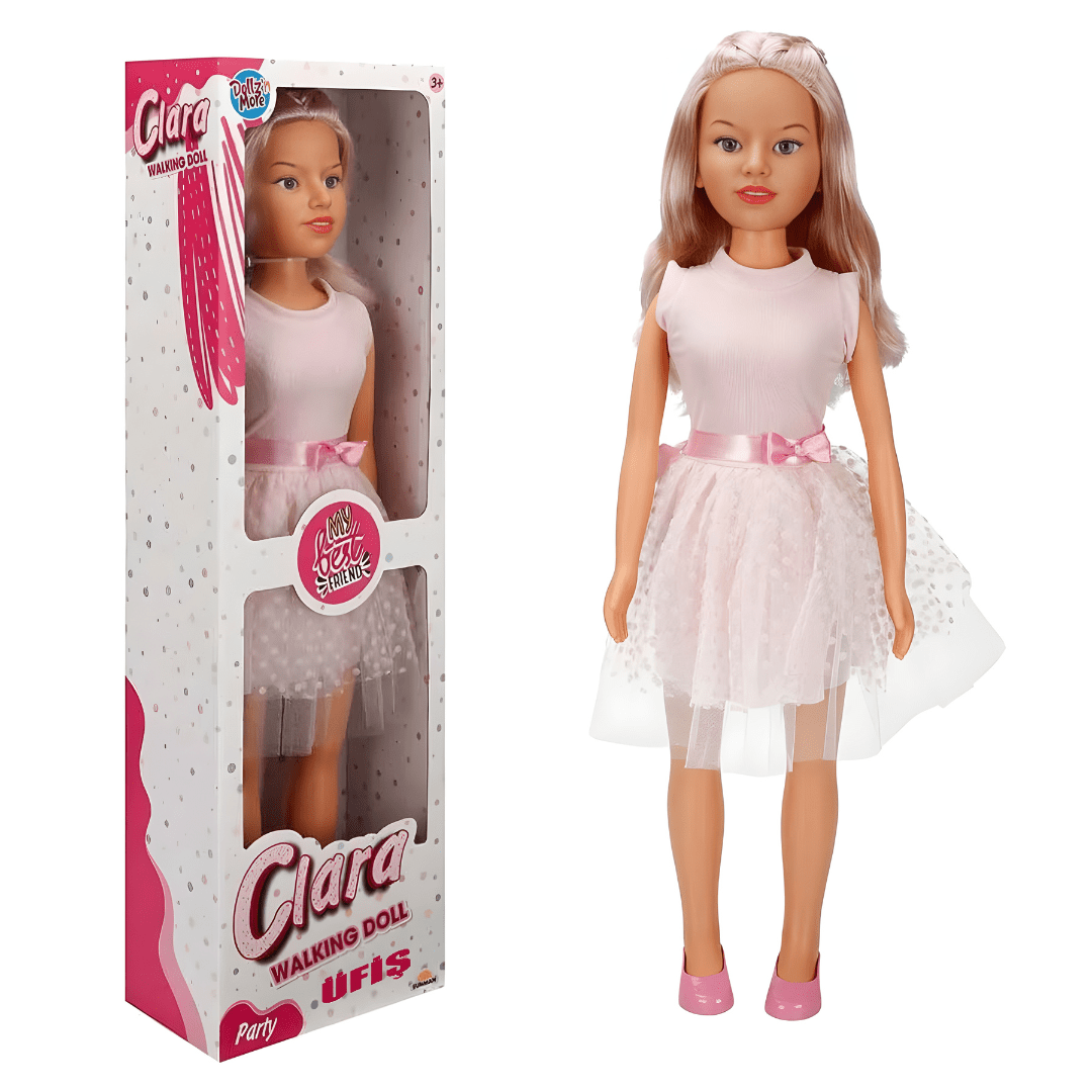 Clara Party Walking Doll 80cm – Pink or Blue Dress Options