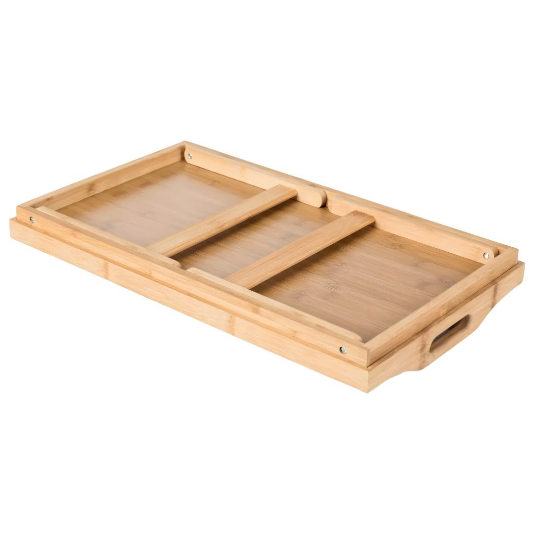 Premium Bamboo Bed & Serving Tray with Folding Legs & Handles