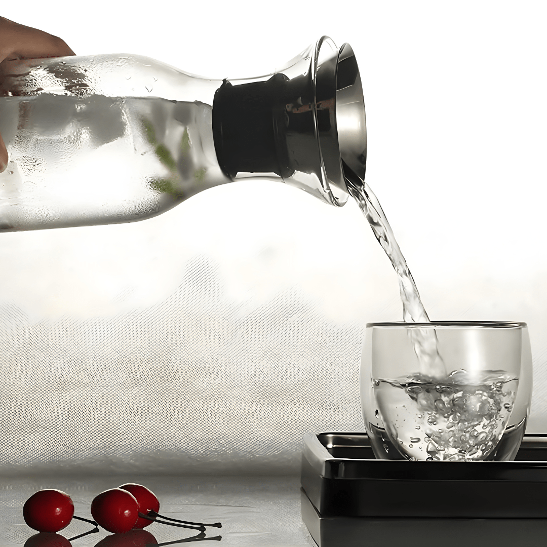 Heat-Resistant Glass Carafe 1700ml with Stainless Steel Flip-Top Lid