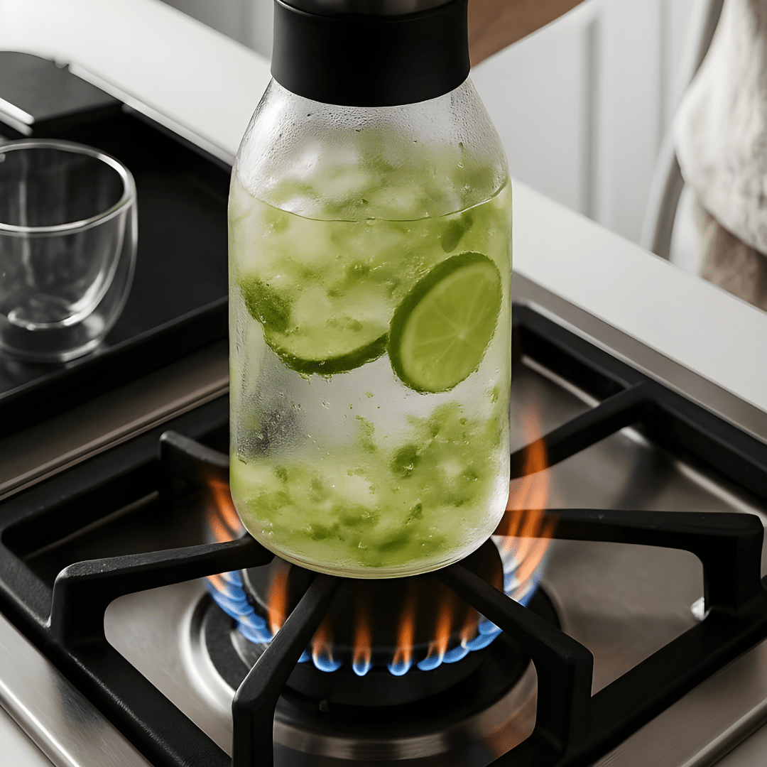 Heat-Resistant Glass Carafe 1700ml with Stainless Steel Flip-Top Lid