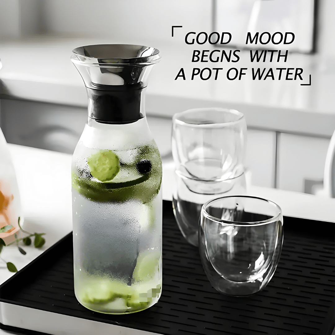 Heat-Resistant Glass Carafe 1700ml with Stainless Steel Flip-Top Lid