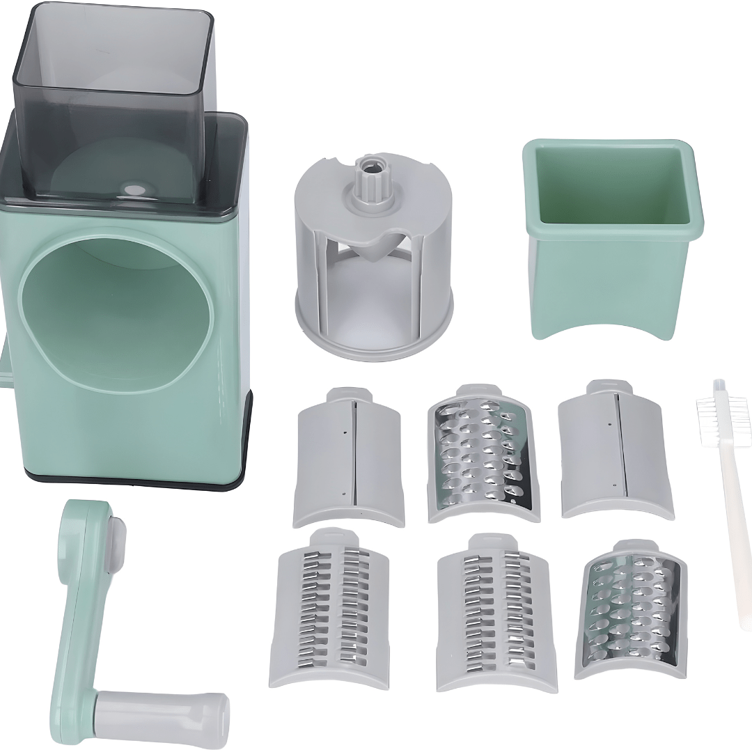 Multi-Function Vegetable Cutter with Stainless Steel Panel – 3-in-1 Drum Slicer