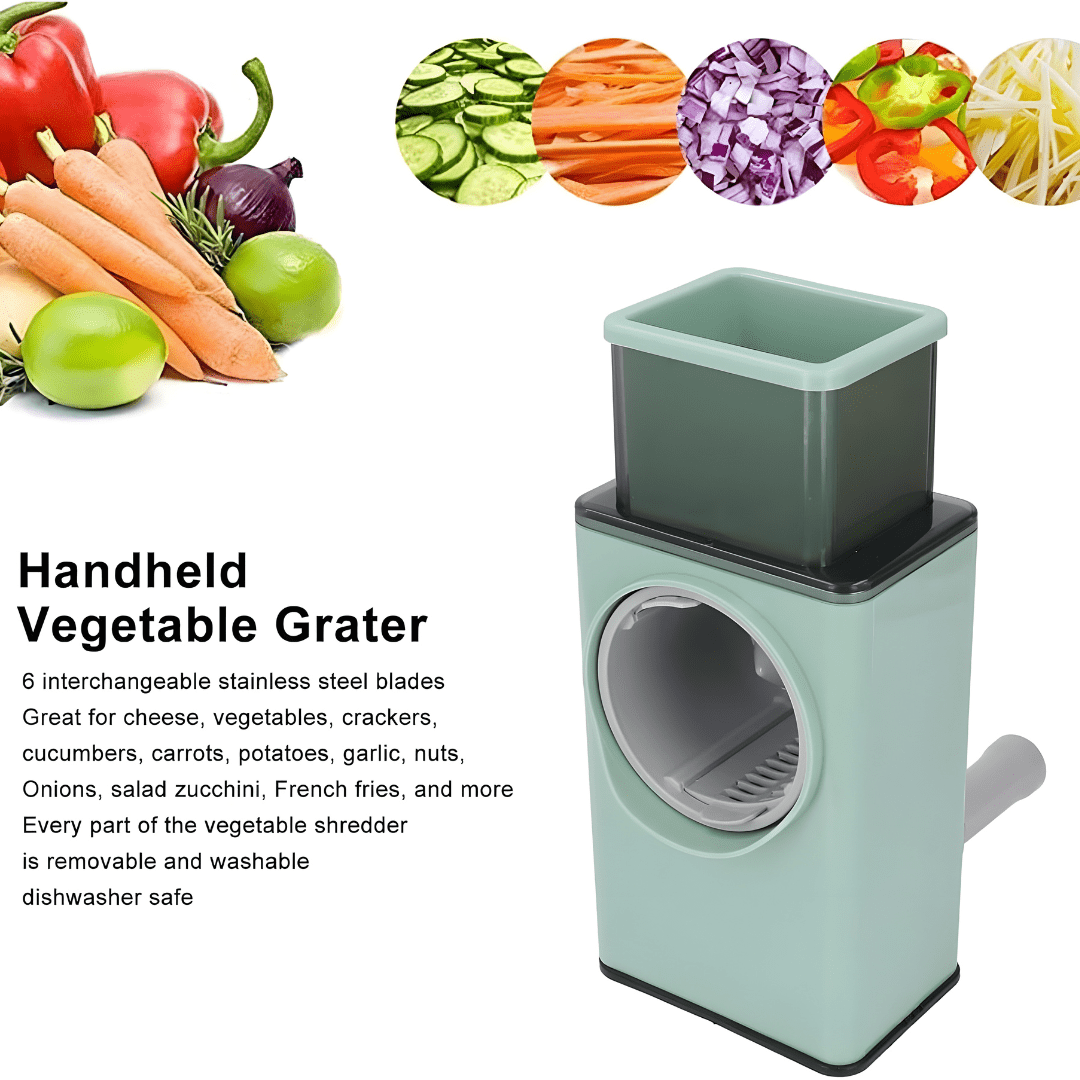 Multi-Function Vegetable Cutter with Stainless Steel Panel – 3-in-1 Drum Slicer