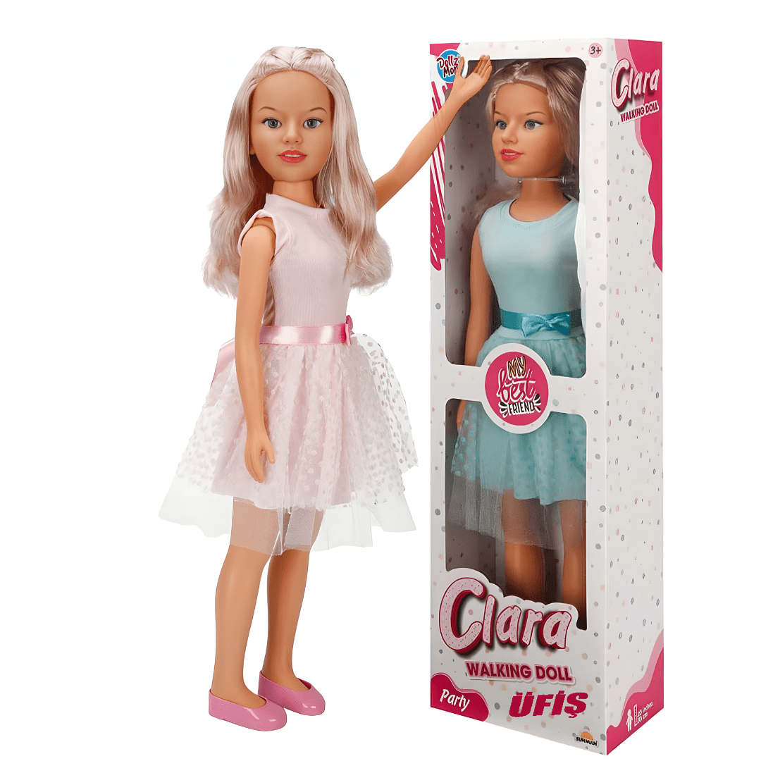 Clara Party Walking Doll 80cm – Pink or Blue Dress Options