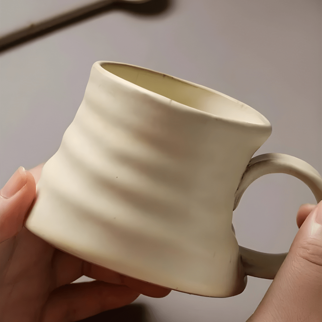 250ml Rustic Handmade Ceramic Mug with Sculpted Handle