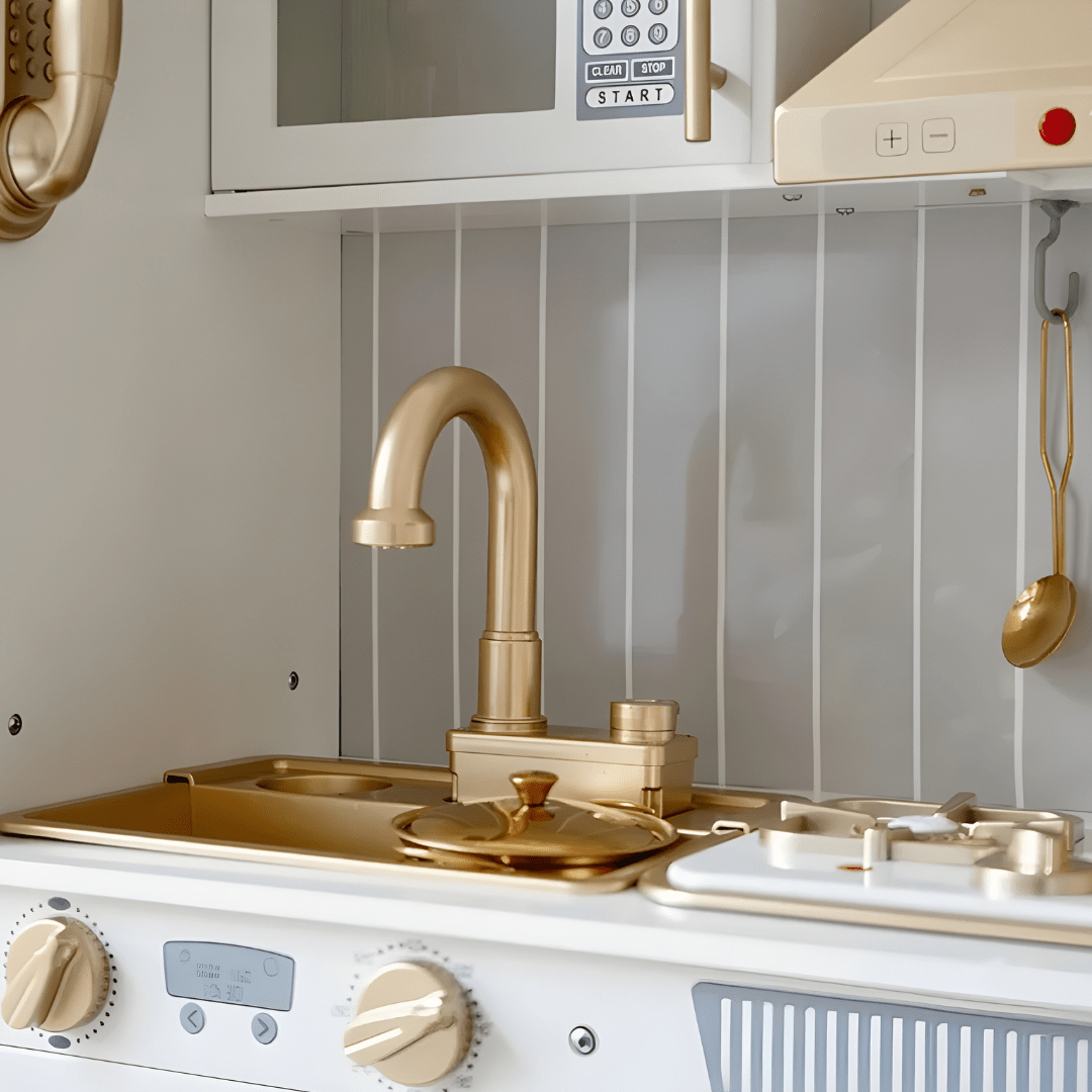 Wooden Kids Kitchen Set with Water, Lights & Sound – Pretend Cooking Fun