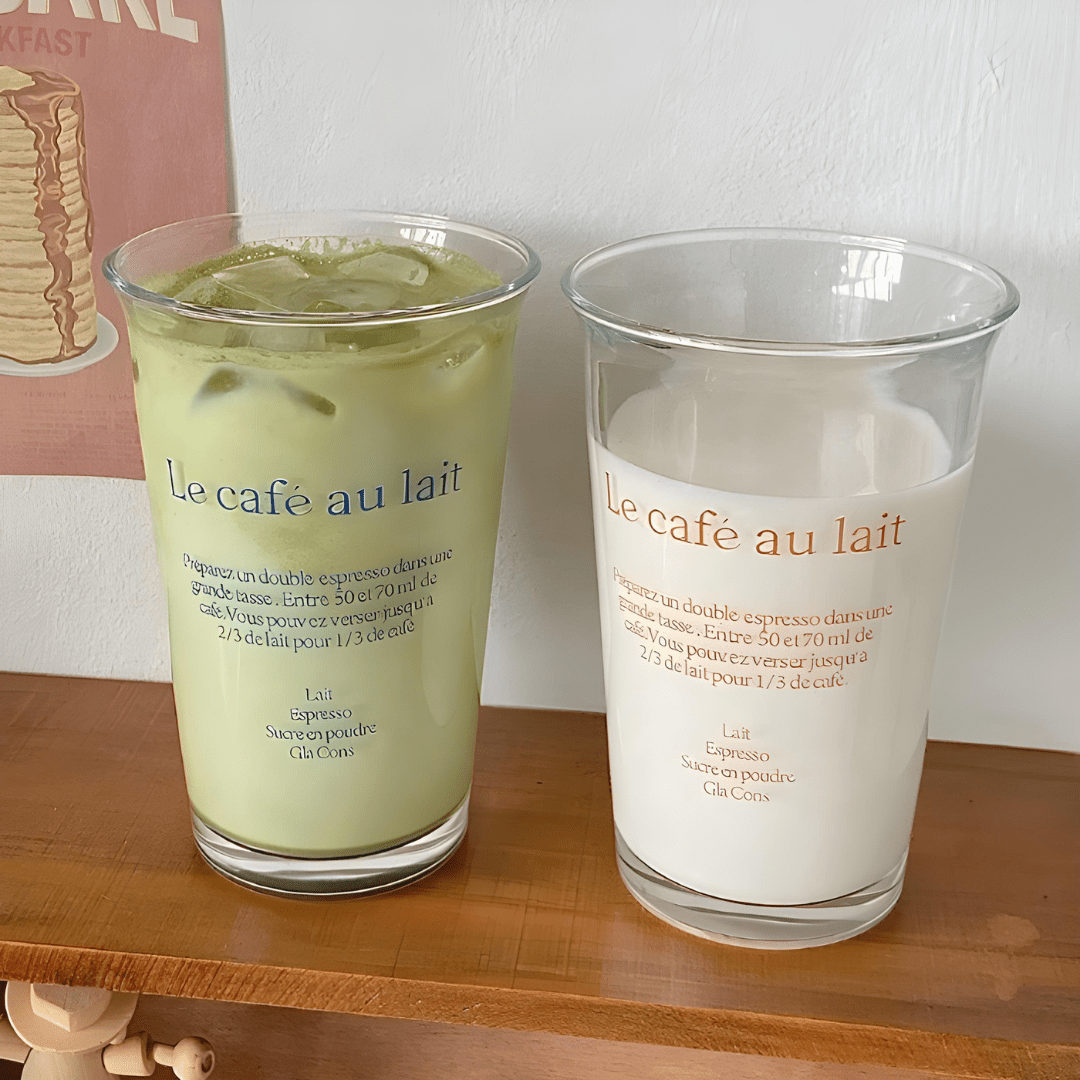 Le Café au Lait 350ml Clear Glass Tumbler – Red or Blue