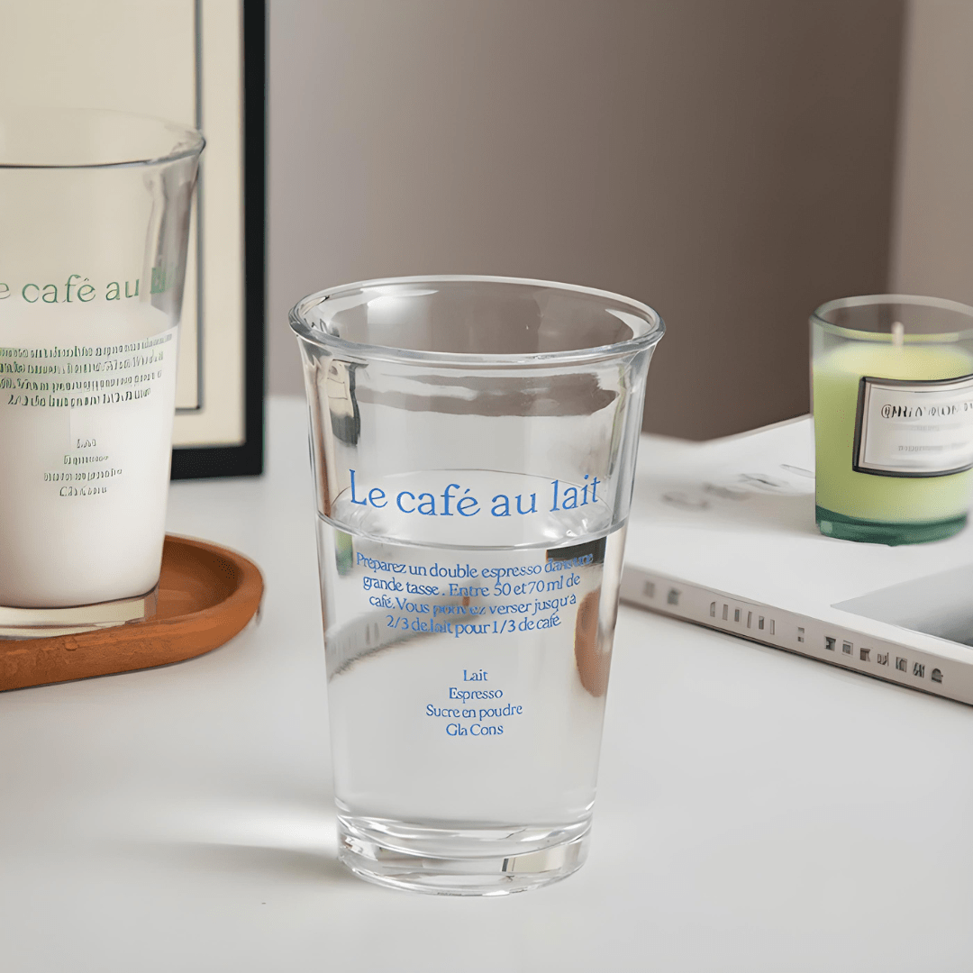 Le Café au Lait 350ml Clear Glass Tumbler – Red or Blue