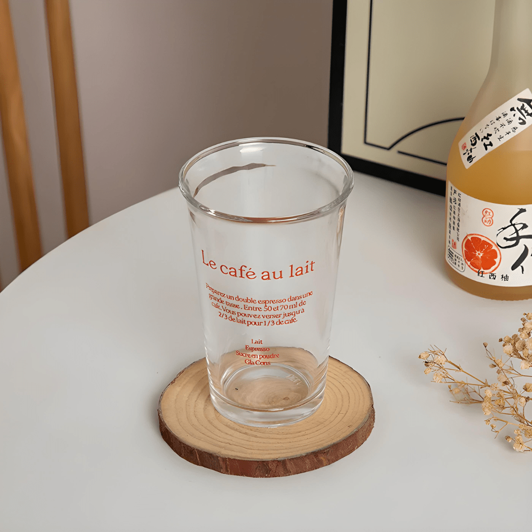 Le Café au Lait 350ml Clear Glass Tumbler – Red or Blue