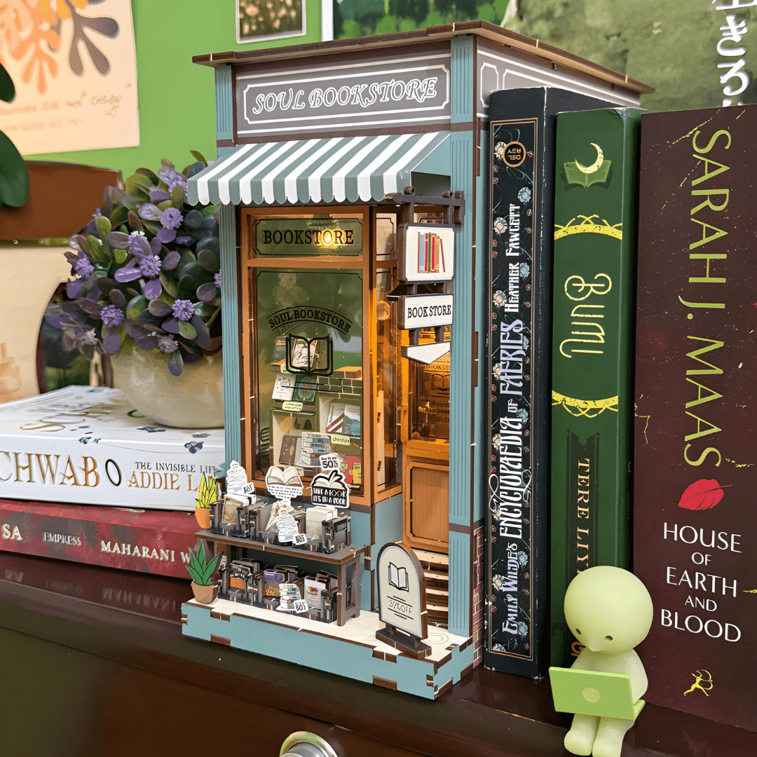 Soul Bookstore DIY Miniature Book Nook with LED & Music Box