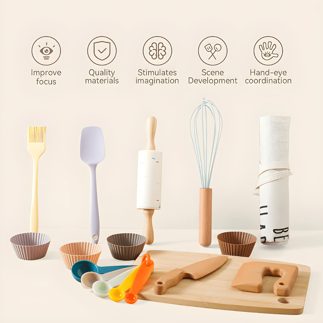 Kids Cooking & Baking Set – Real Little Chef Utensils (3 Years+)