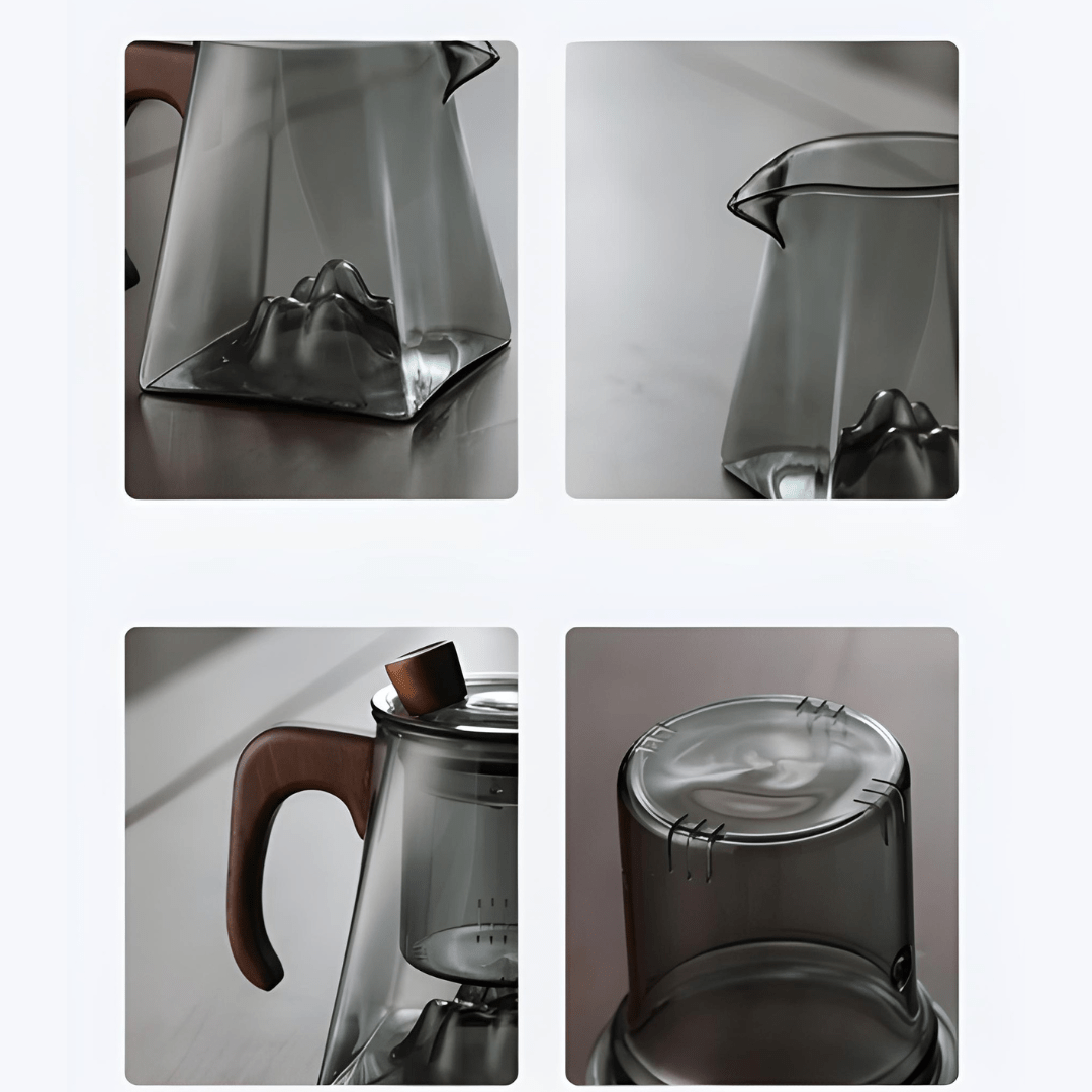Modern Borosilicate Glass Teapot with Wooden Handle & Infuser – 500ml