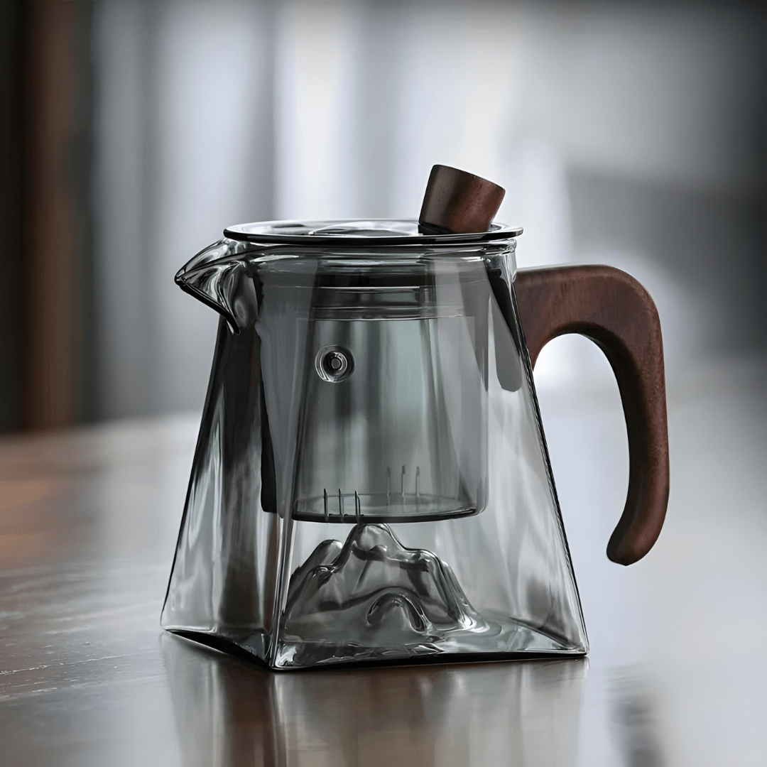 Modern Borosilicate Glass Teapot with Wooden Handle & Infuser – 500ml