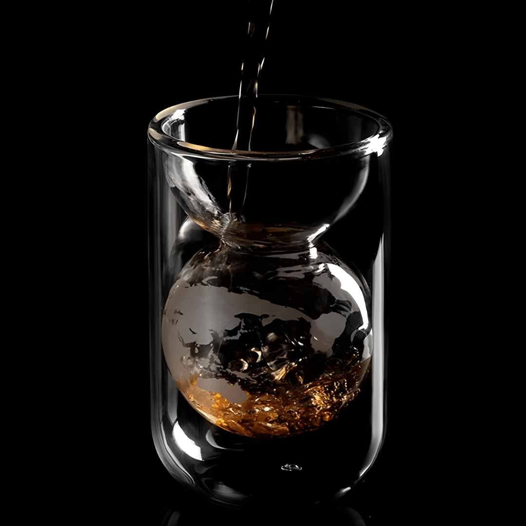 160ml Double-Layer Borosilicate Earth Glass – 3D World Map Cup
