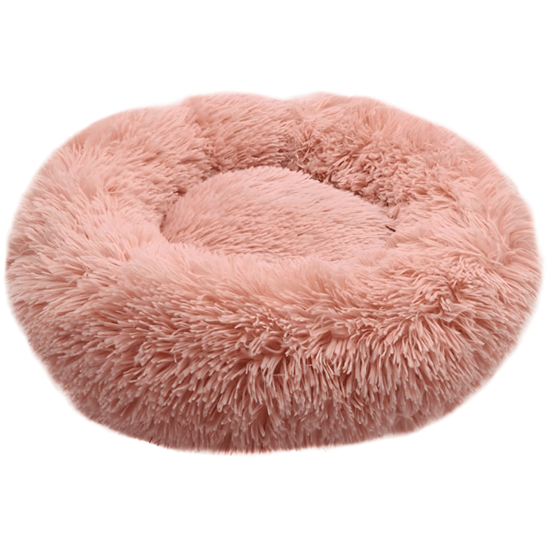 Faux Fur Donut Bed For Cats & Small Dogs – 80Cm , Washable, Anti-Slip Base