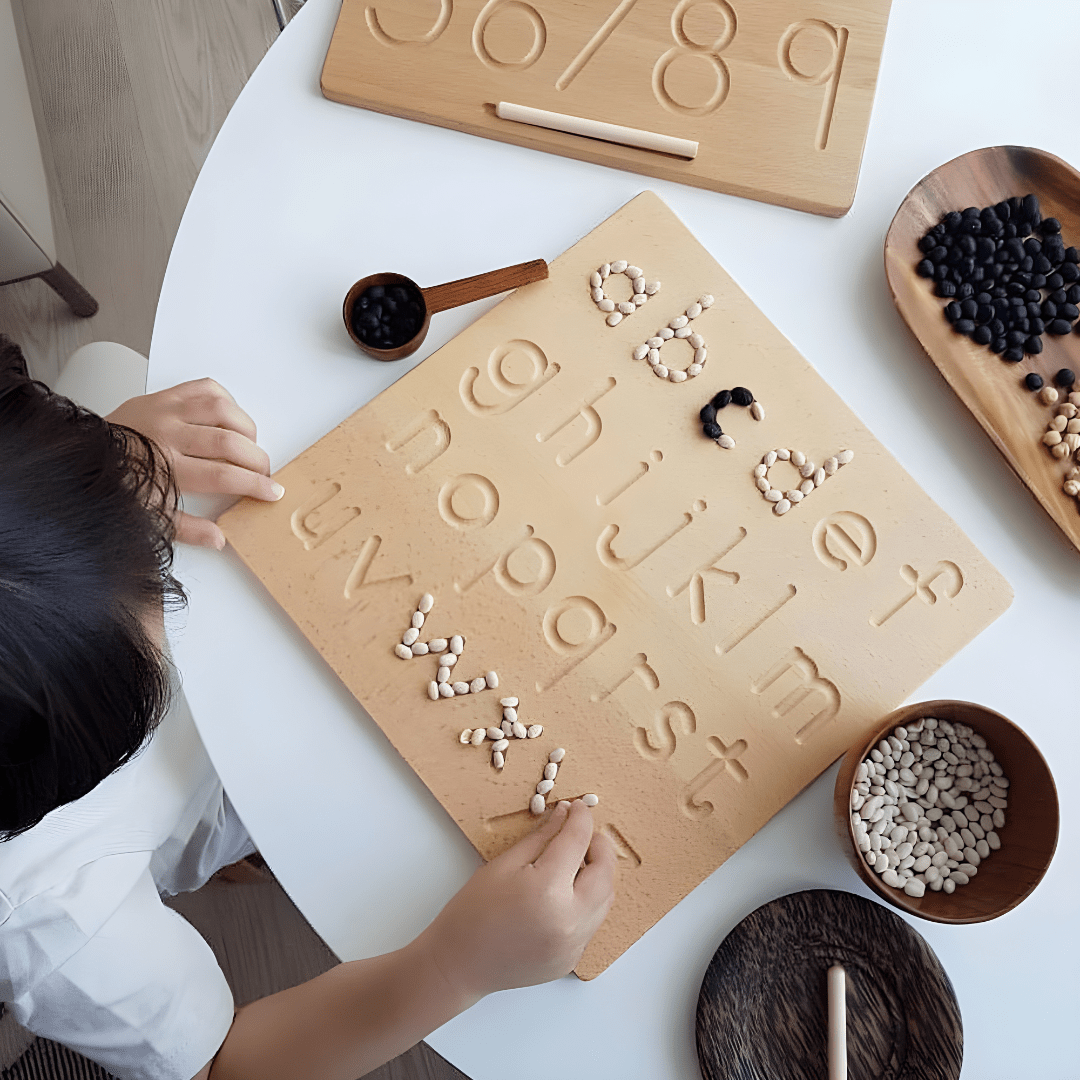 Montessori Wooden Alphabet & Number Tracing Board – Double‑Sided Educational Toy