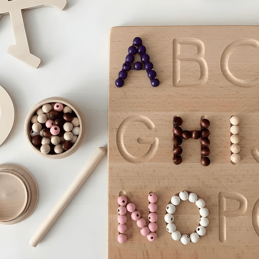 Montessori Wooden Alphabet & Number Tracing Board – Double‑Sided Educational Toy