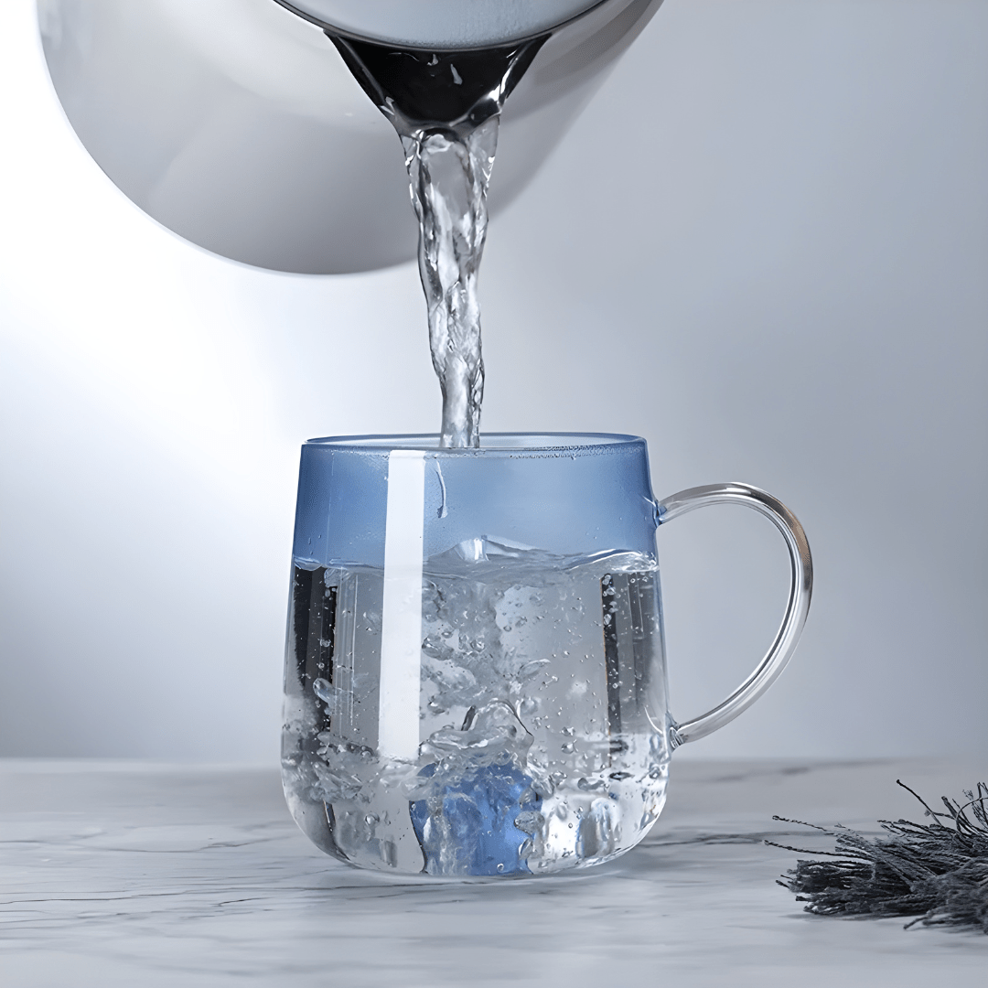 400ml 3d Borosilicate Glass Cup with Heart Detail – Pink or Blue Gradient