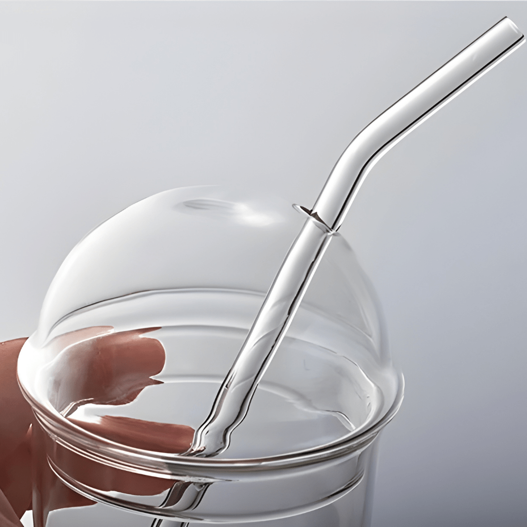 450ml Chill Glass Tumbler – With Straw & Lid
