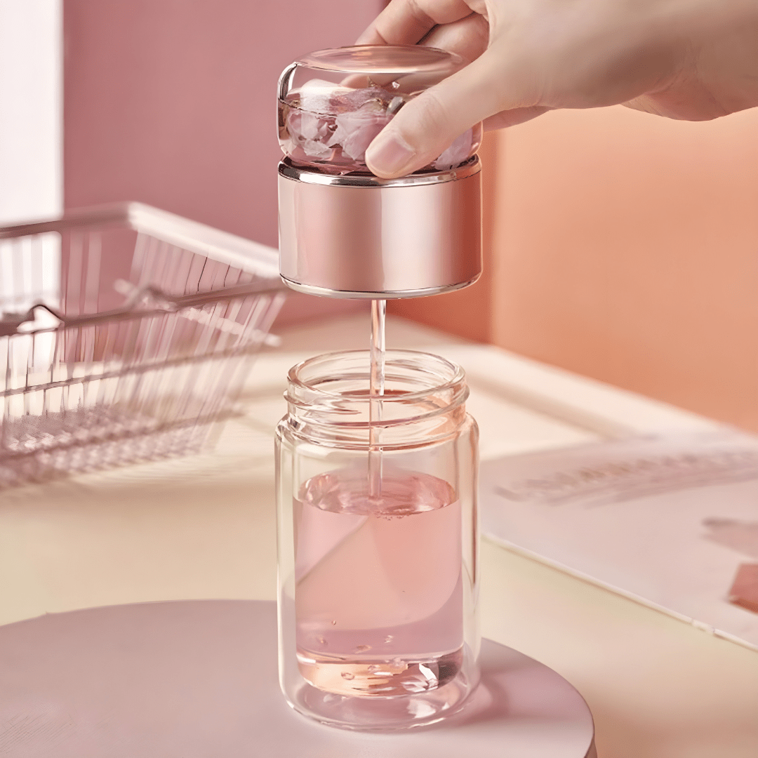 Double Wall Glass Tea & Water Separation Bottle (420ml)