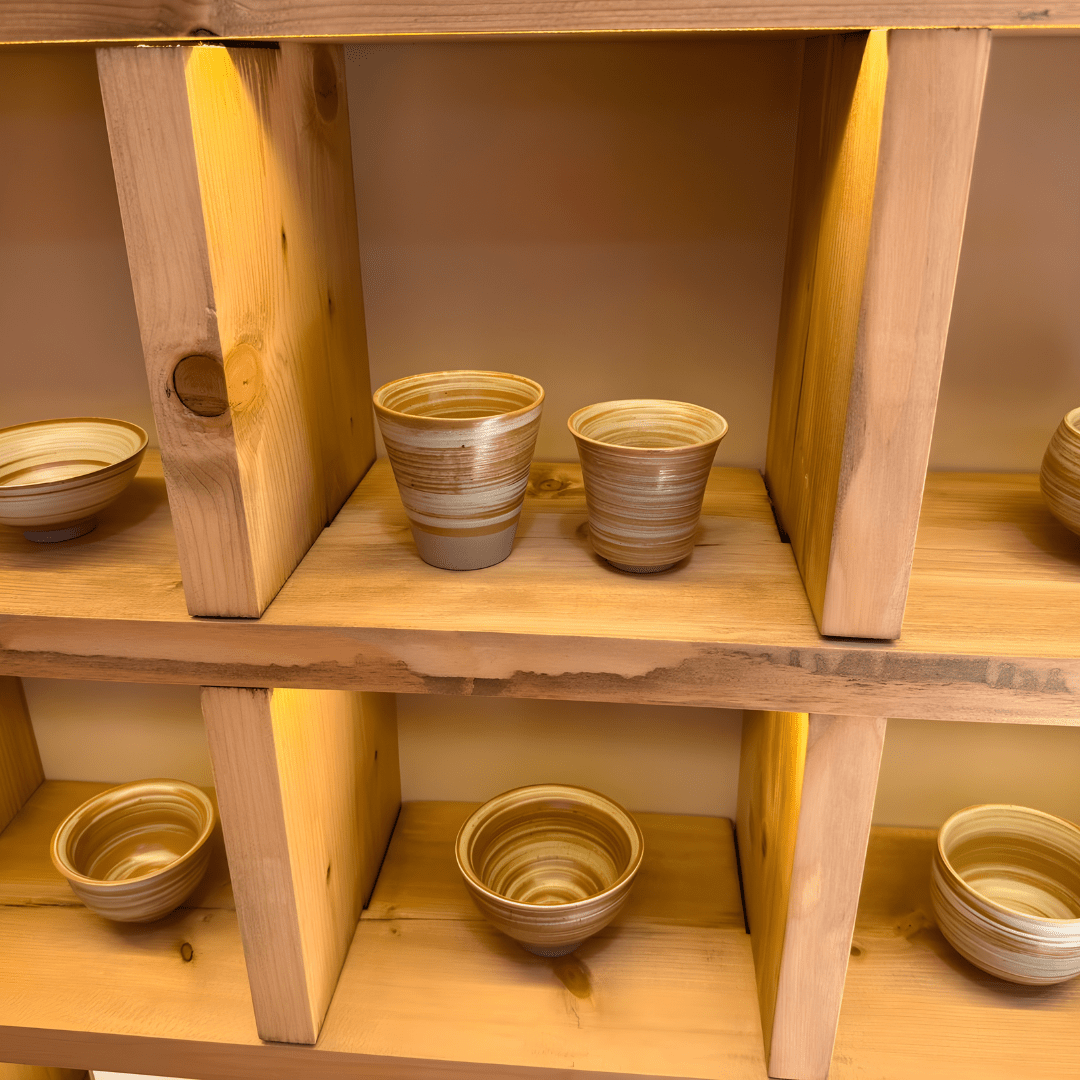 Retro Handmade Stoneware Cup Set – 7-Piece Afternoon Tea Collection
