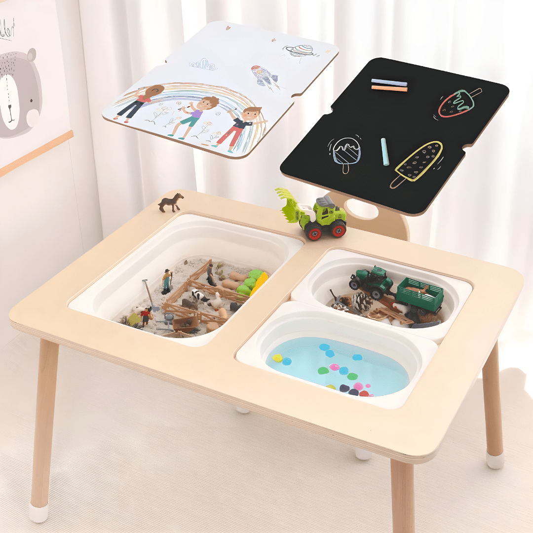 Montessori Wooden Sensory Table with Bins