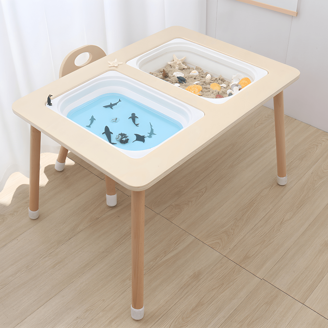 Montessori Wooden Sensory Table with Bins