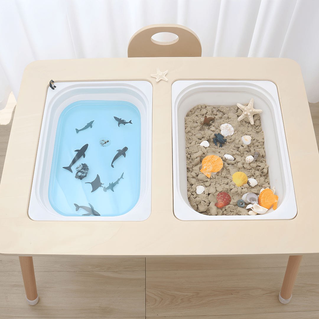 Montessori Wooden Sensory Table with Bins