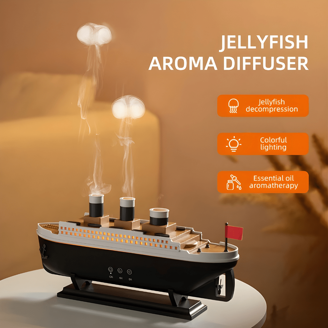 Jellyfish Mist Aroma Diffuser 250ml – Mini Air Boat Humidifier with Lights