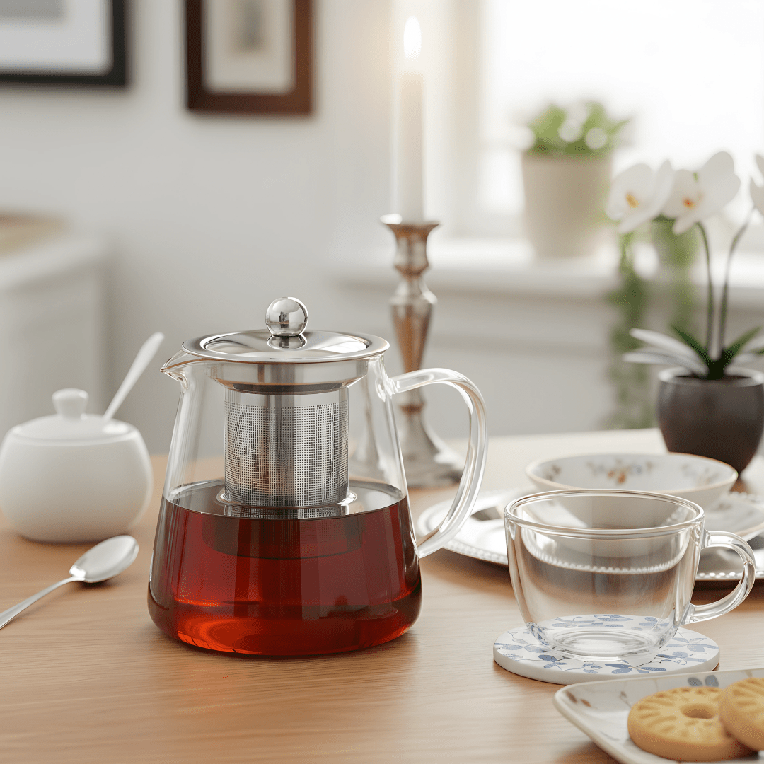850ml Borosilicate Glass Teapot — Stainless Steel Infuser