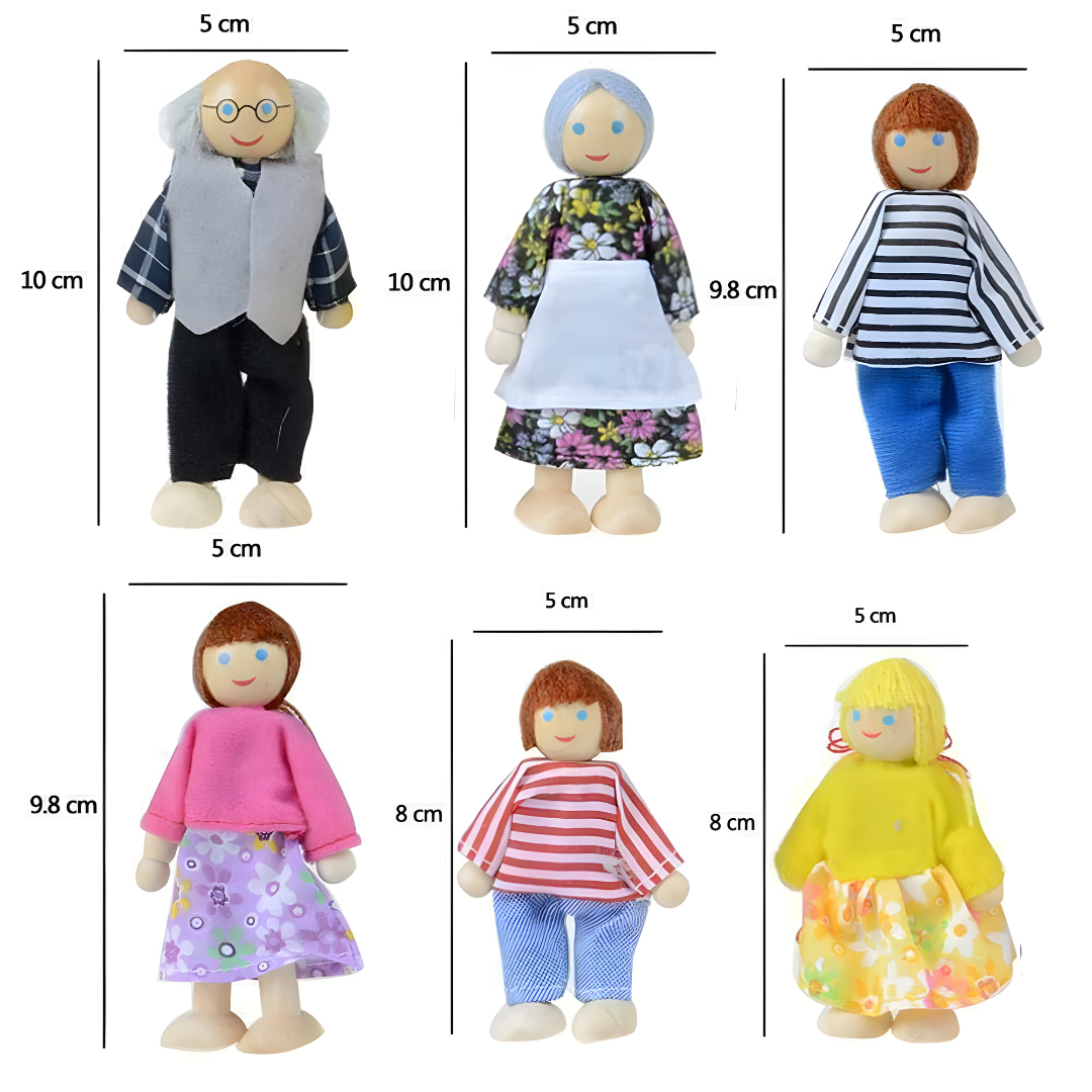 Montessori Wooden Dollhouse Family Set (6 PCS)