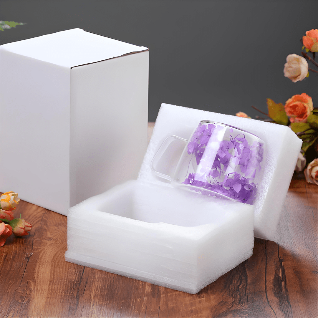 200ml Double Wall Glass Mug with Dried Flowers – Heat-Resistant