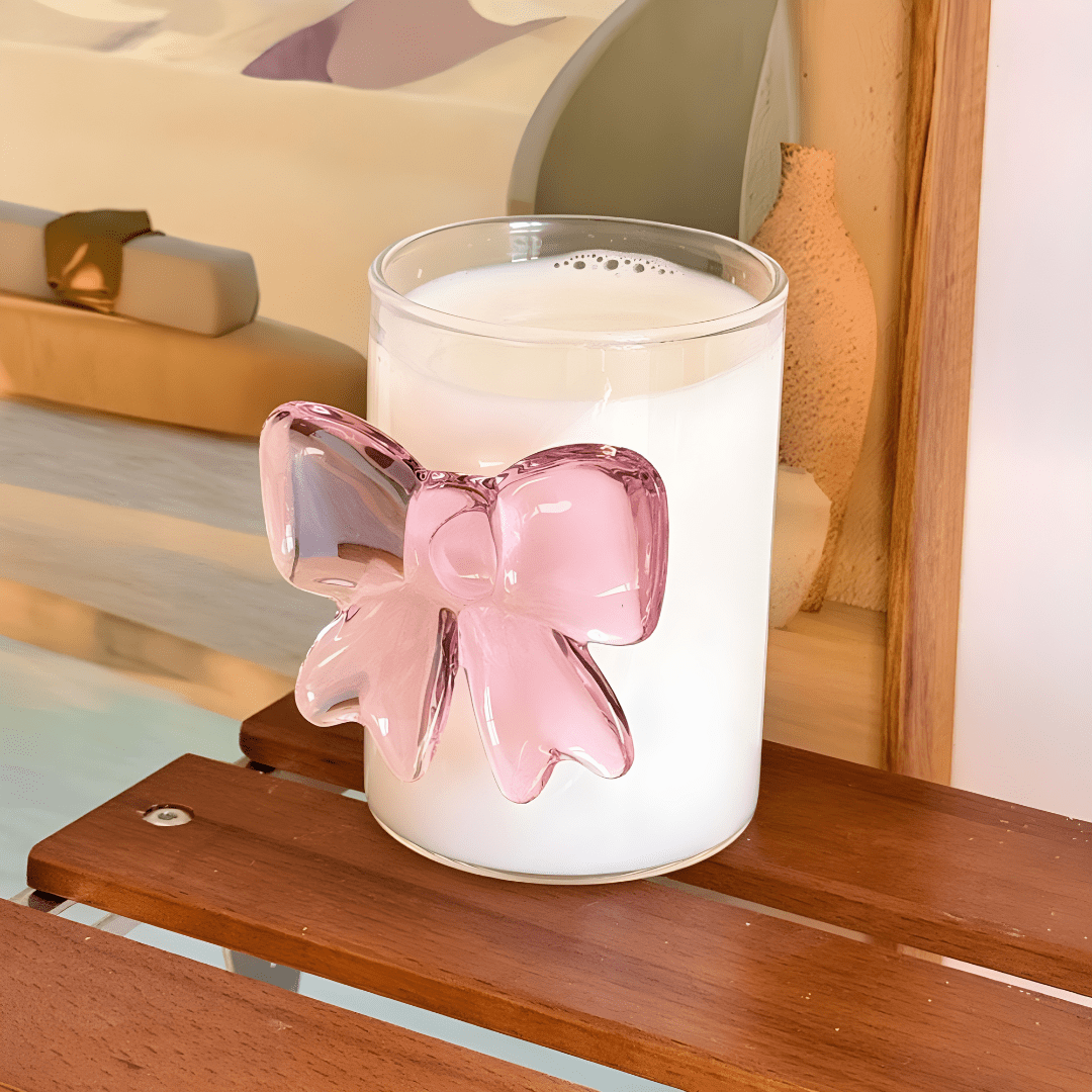 300ml 3D Bow Knot Glass Cup – High Borosilicate & Heat-Resistant