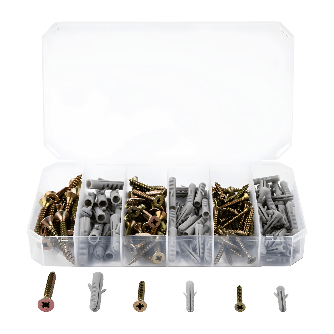Parkside Assorted Chipboard Screws & Wall Plugs Set – 173 Pieces