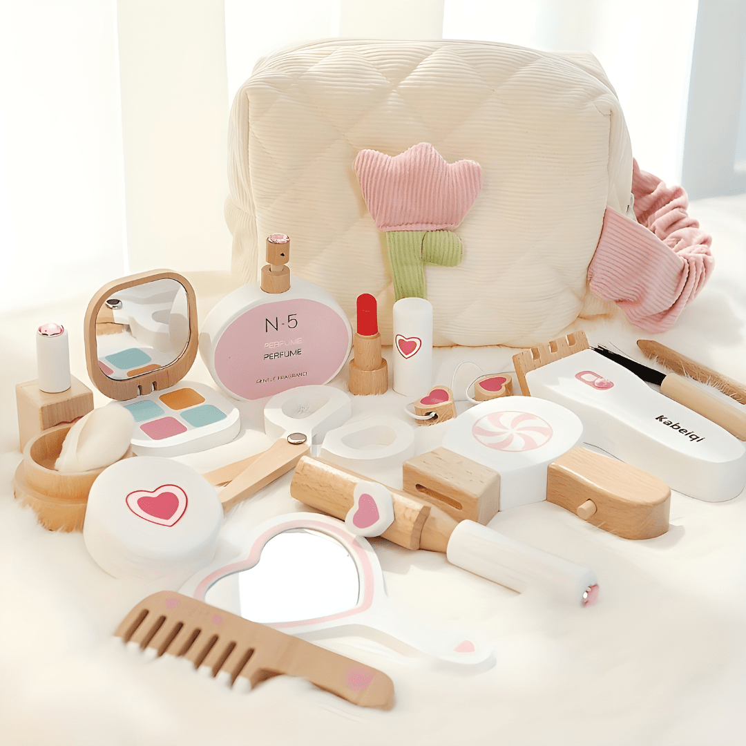 Premium Wooden Kids Makeup Set – Cosmetic Beauty Bag for Girls (3+ Years)