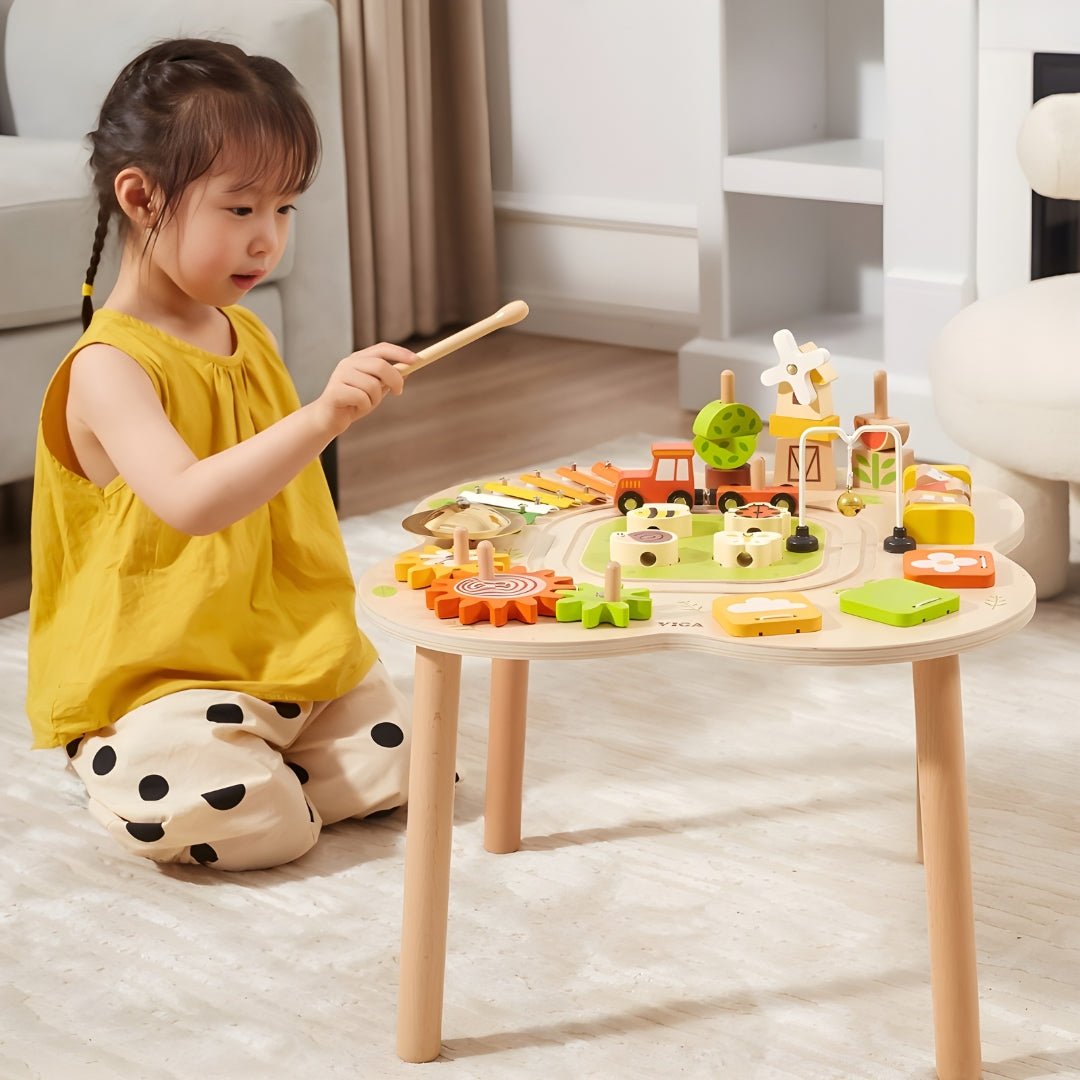 Wooden Montessori Sensory Activity Table | Multi-Functional Play & Learning Station